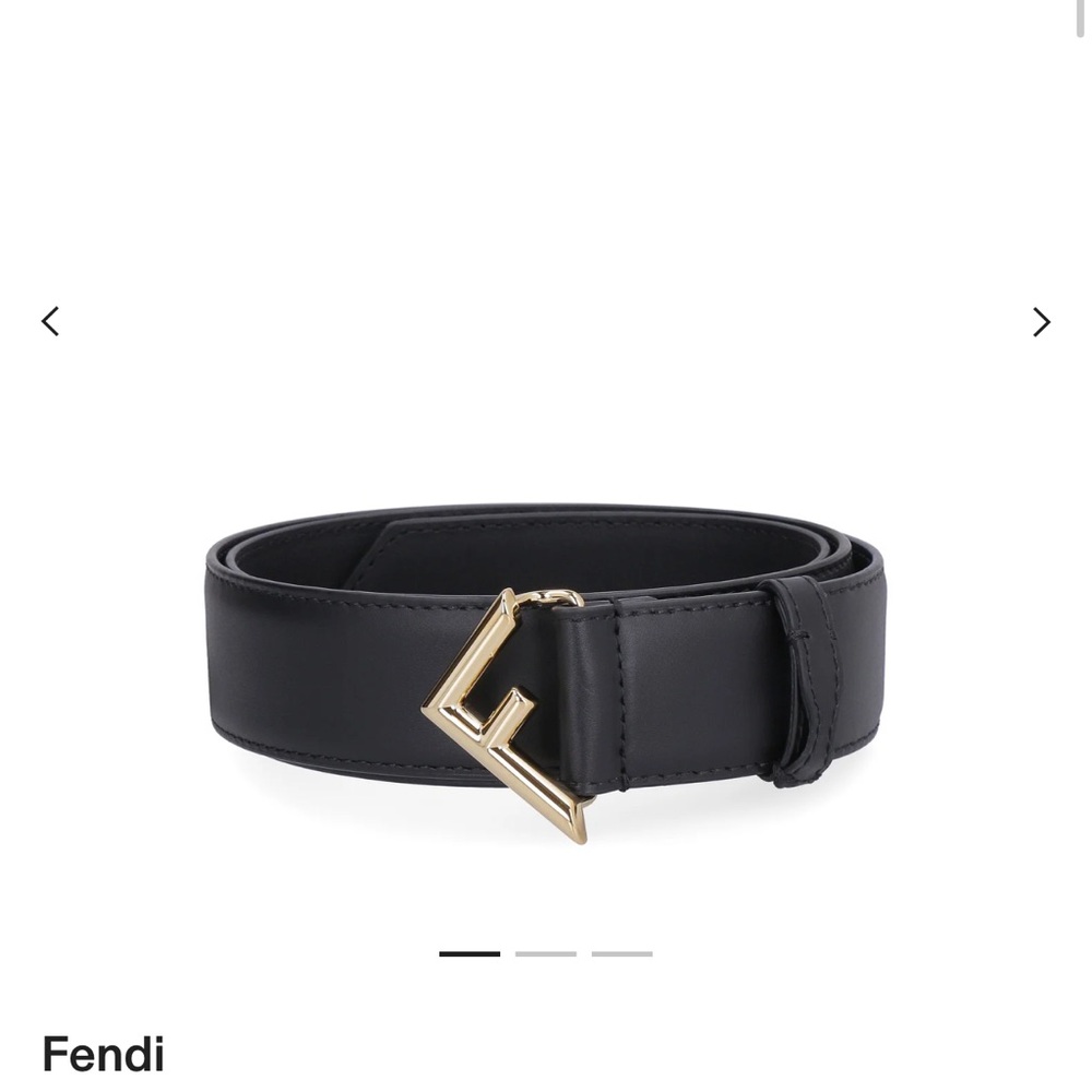 Fendi Black Belt with Gold Logo Buckle